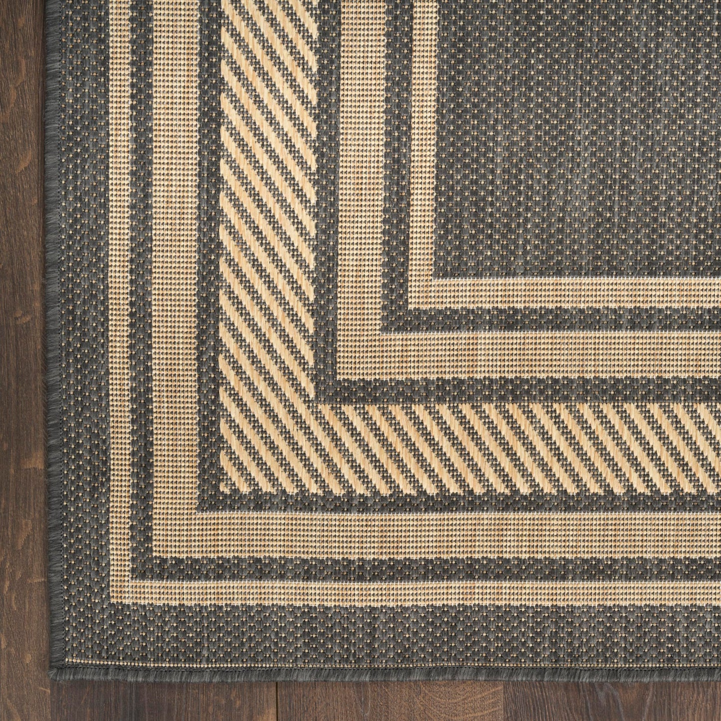Nourison Home Horizon Indoor/Outdoor Charcoal 4' x 6' Area Rug - Easy Clean, Non Shedding, Bed Room, Living Room, Dining Room, Kitchen (4' x 6')