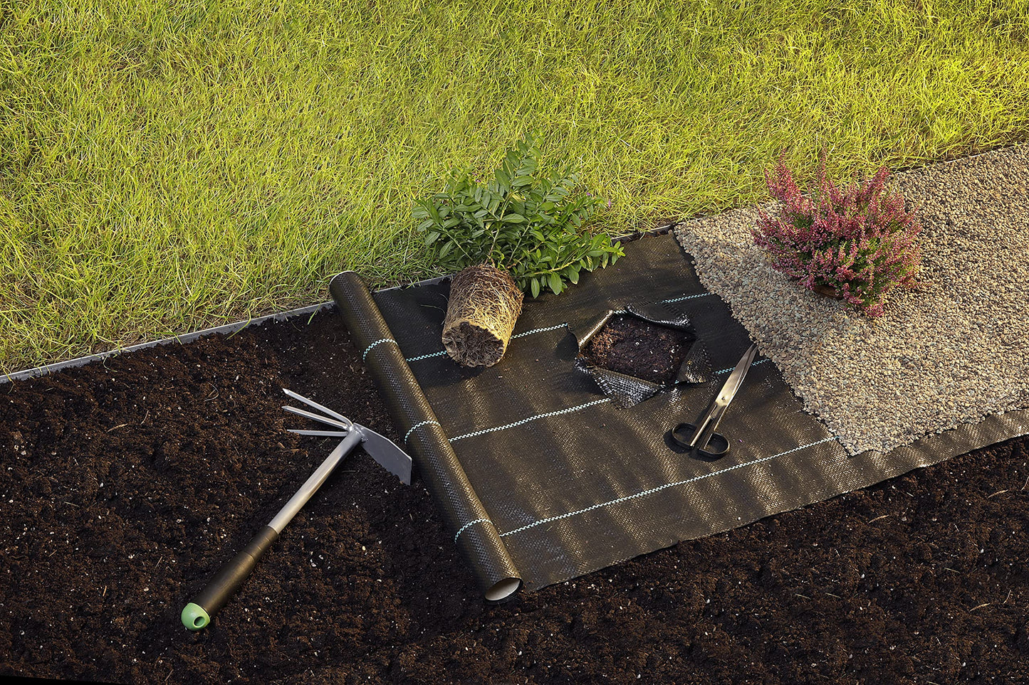 GardenMate 6 x 33 feet Sheet Woven Weed Control Fabric - Stabilized Black Heavy Duty 3 oz/yd² Landscape Ground Cover Membrane