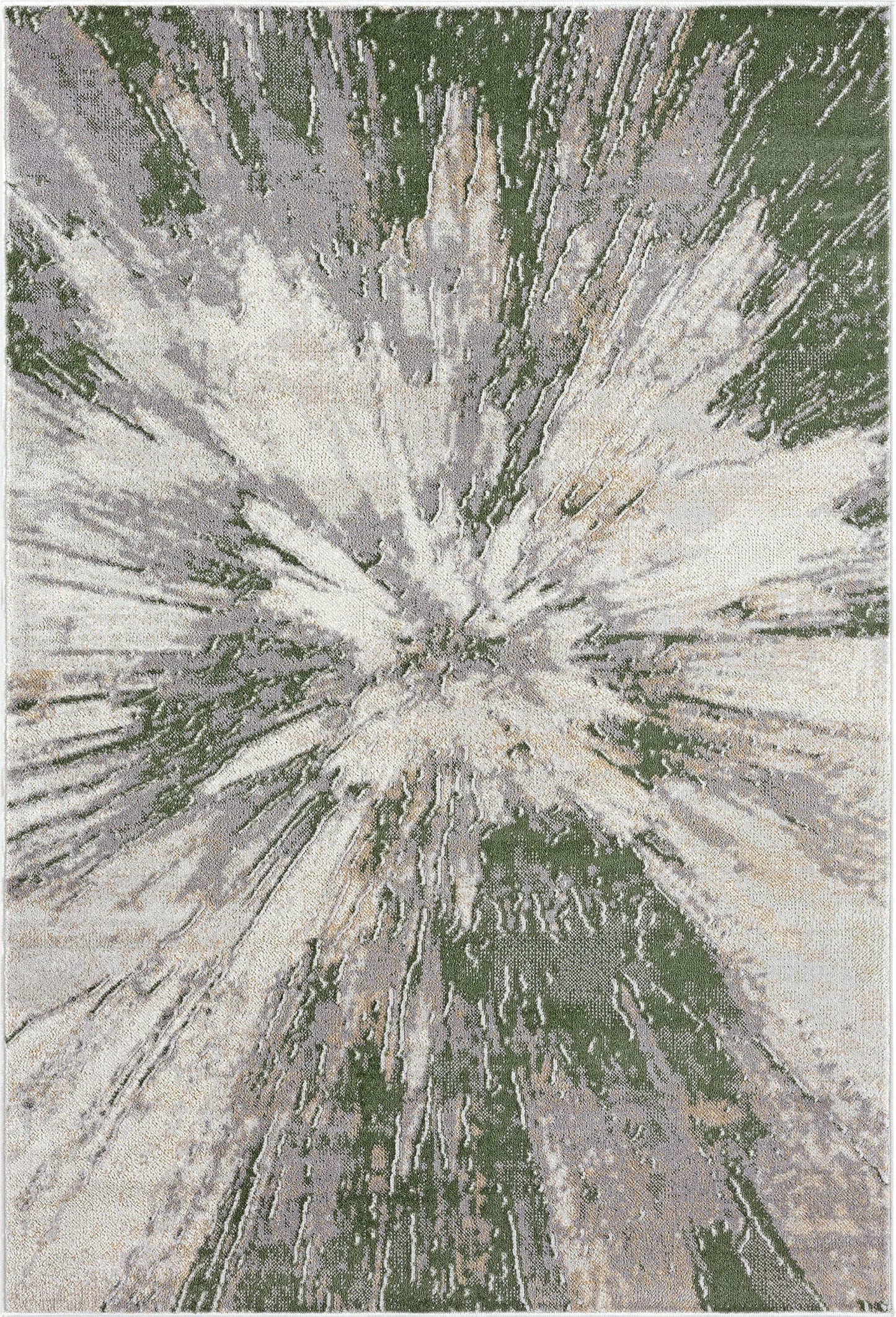 Abani Atlas 4'x6' Green/Grey Area Rug, Abstract Splash - Durable Non-Shedding - Easy to Clean
