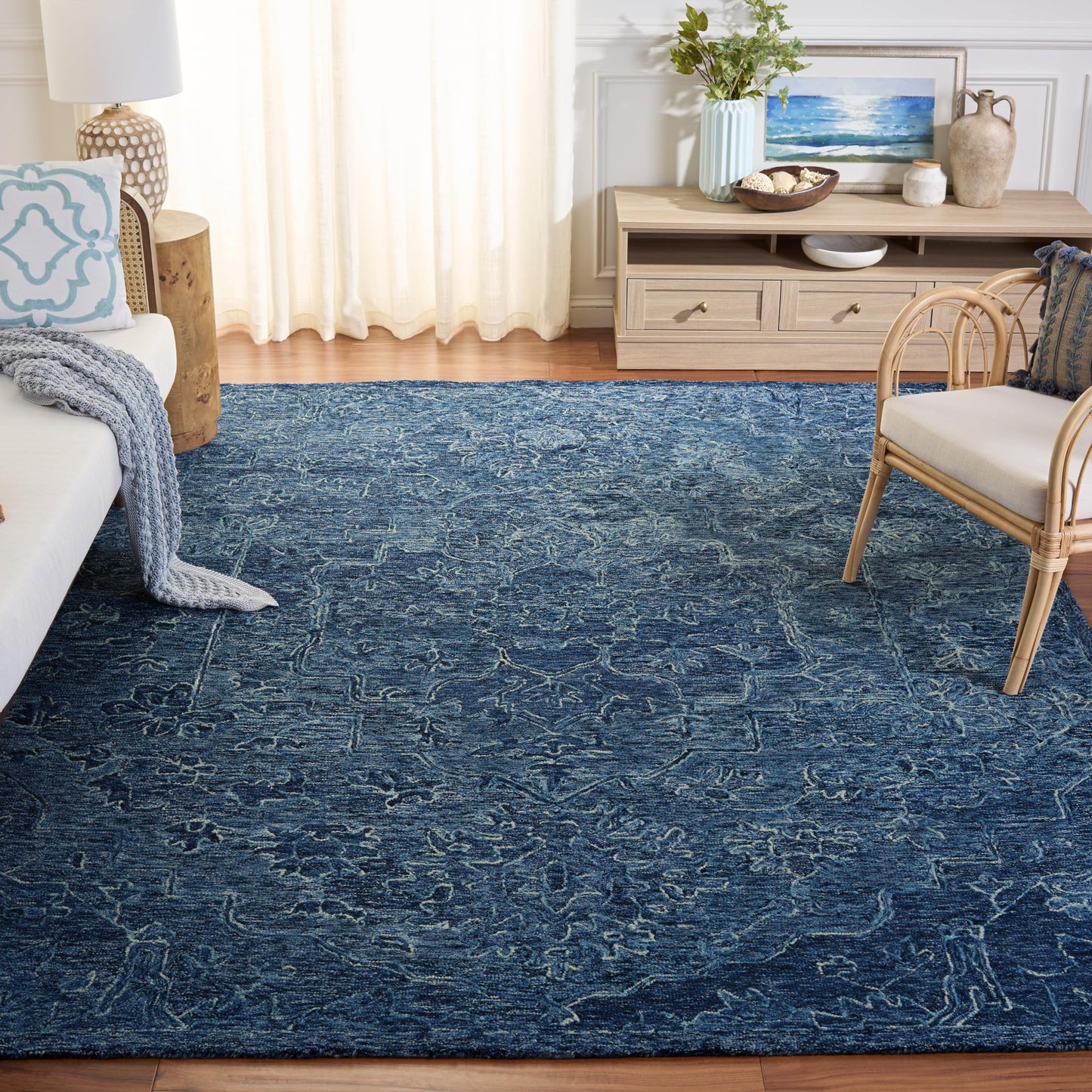 SAFAVIEH Area Rug 8x10 - Metro Collection - Large - Blue, Handmade Wool, Ideal for Living Room, Bedroom, Office, Dining Space (MET115M)