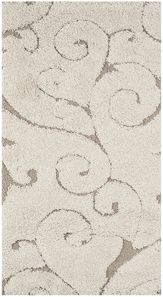 SAFAVIEH Florida Shag Collection Accent Rug - 2'3" x 4', Cream & Beige, Scroll Design, Non-Shedding & Easy Care, High-Low Plush Pile, Ideal for Bedroom, Foyer, Hallway (SG455-1113)