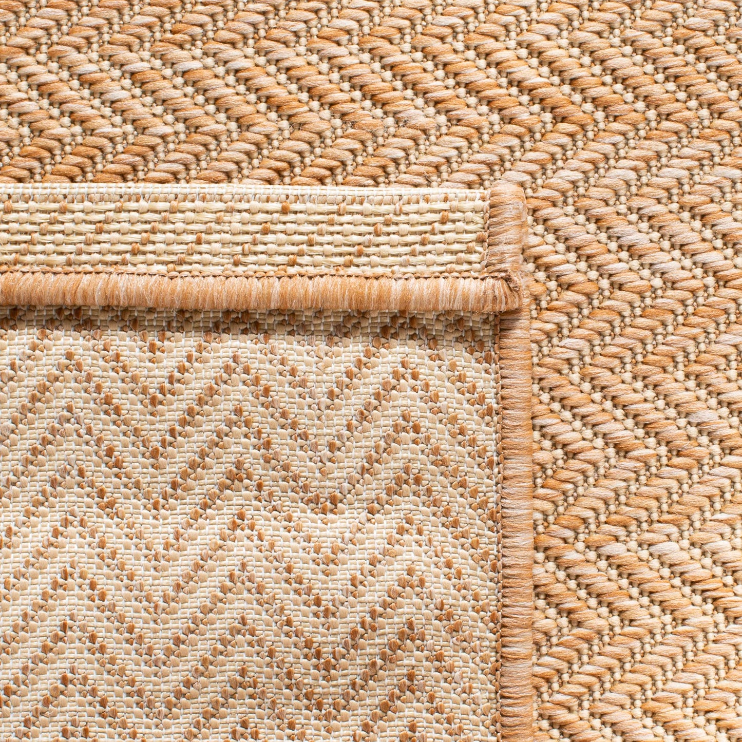 SAFAVIEH Washable Rug Outdoor Courtyard Collection - 4' x 5'7", Natural & Cream, Non-Shedding & Easy Cleaning, Ideal for Patio, Backyard, Mudroom (CY8022-03012)