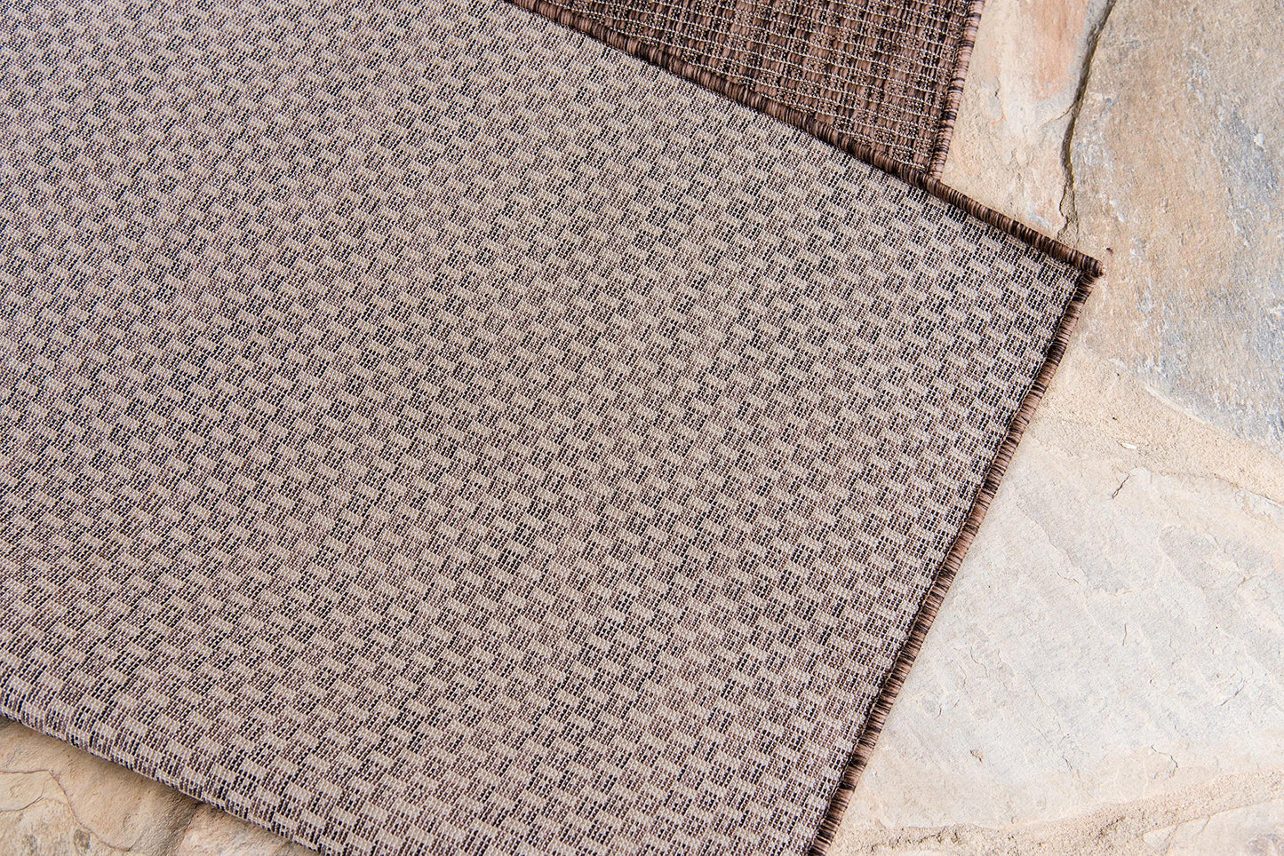 Unique Loom Collection Casual Transitional Solid Heathered Indoor/Outdoor Flatweave Area Rug (7' 1" x 10' Rectangle, Light Brown/Ivory)