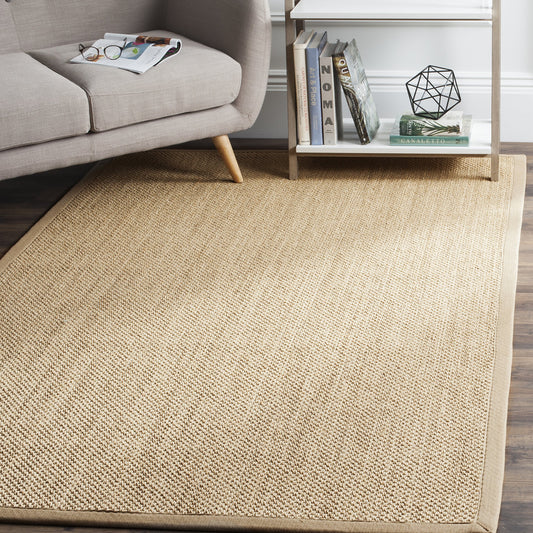SAFAVIEH Area Rug 3x5 - Natural Fiber Collection - Maize & Linen Color, Sisal, Woven Design with Border (NF141B)