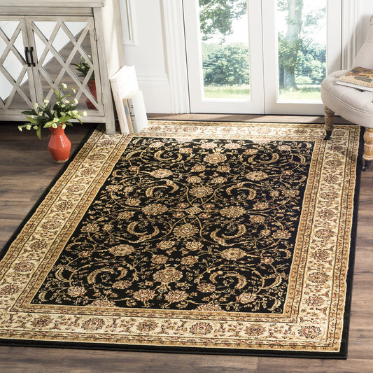 SAFAVIEH Lyndhurst Collection Area Rug - 9' x 12', Black & Ivory, Traditional Oriental Design, Non-Shedding & Easy Care, Ideal for High Traffic Areas in Living Room, Bedroom (LNH219A)