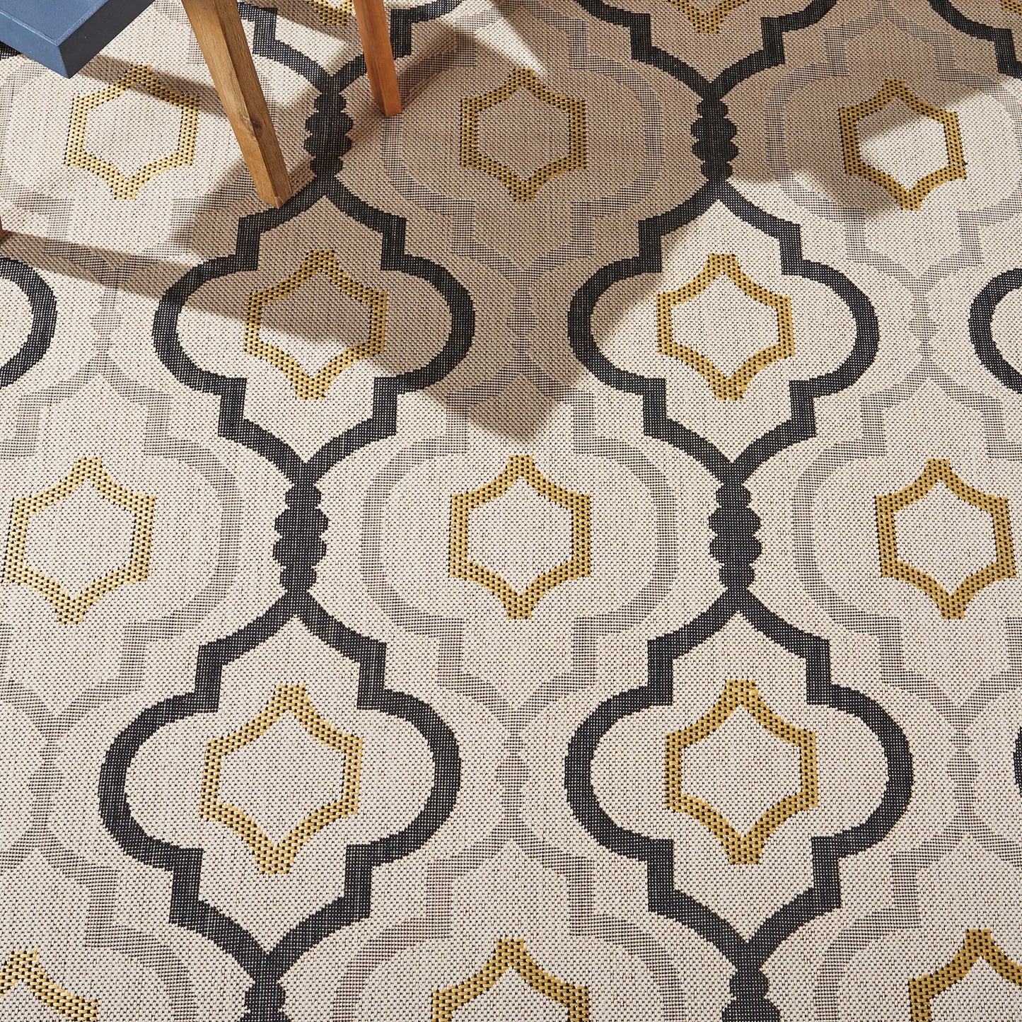 SAFAVIEH Washable Rug Outdoor Courtyard Collection - 2'3" x 6'7" Runner, Beige & Black, Non-Shedding & Easy Cleaning, Ideal for Patio, Entryway, Mudroom, Hallway, Kitchen (CY7938-256A21)
