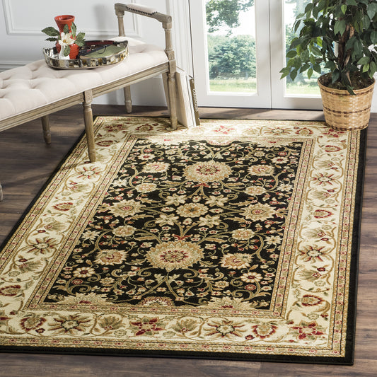 SAFAVIEH Lyndhurst Collection Area Rug - 3'3" Square, Black & Ivory, Traditional Oriental Design, Non-Shedding & Easy Care, Ideal for High Traffic Areas in Living Room, Bedroom (LNH212A)