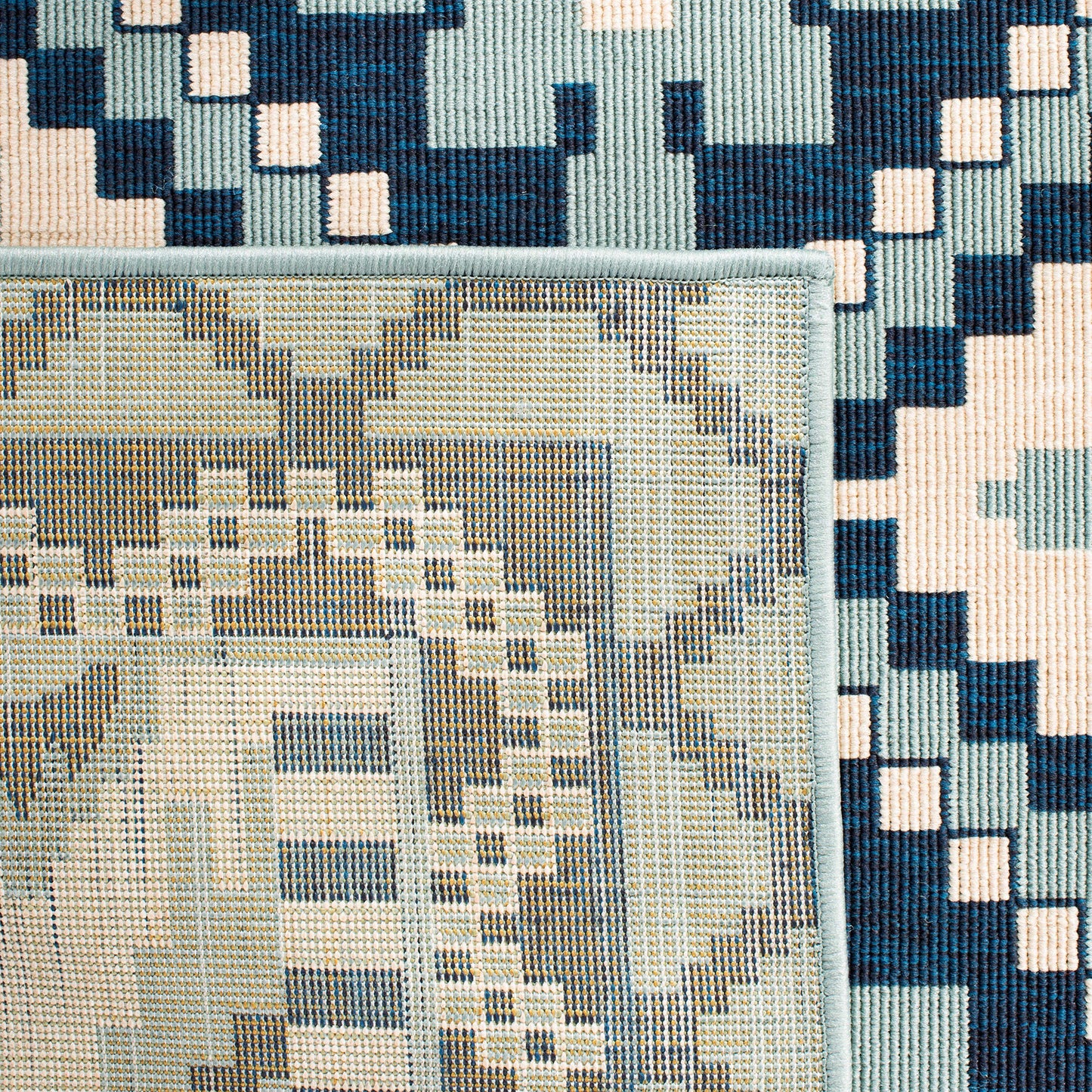 SAFAVIEH Washable Rug Outdoor Veranda Collection - 5'3" x 7'7", Turquoise & Blue, Non-Shedding & Easy to Clean, Ideal for Patio, Backyard, Mudroom (VER096-3934)
