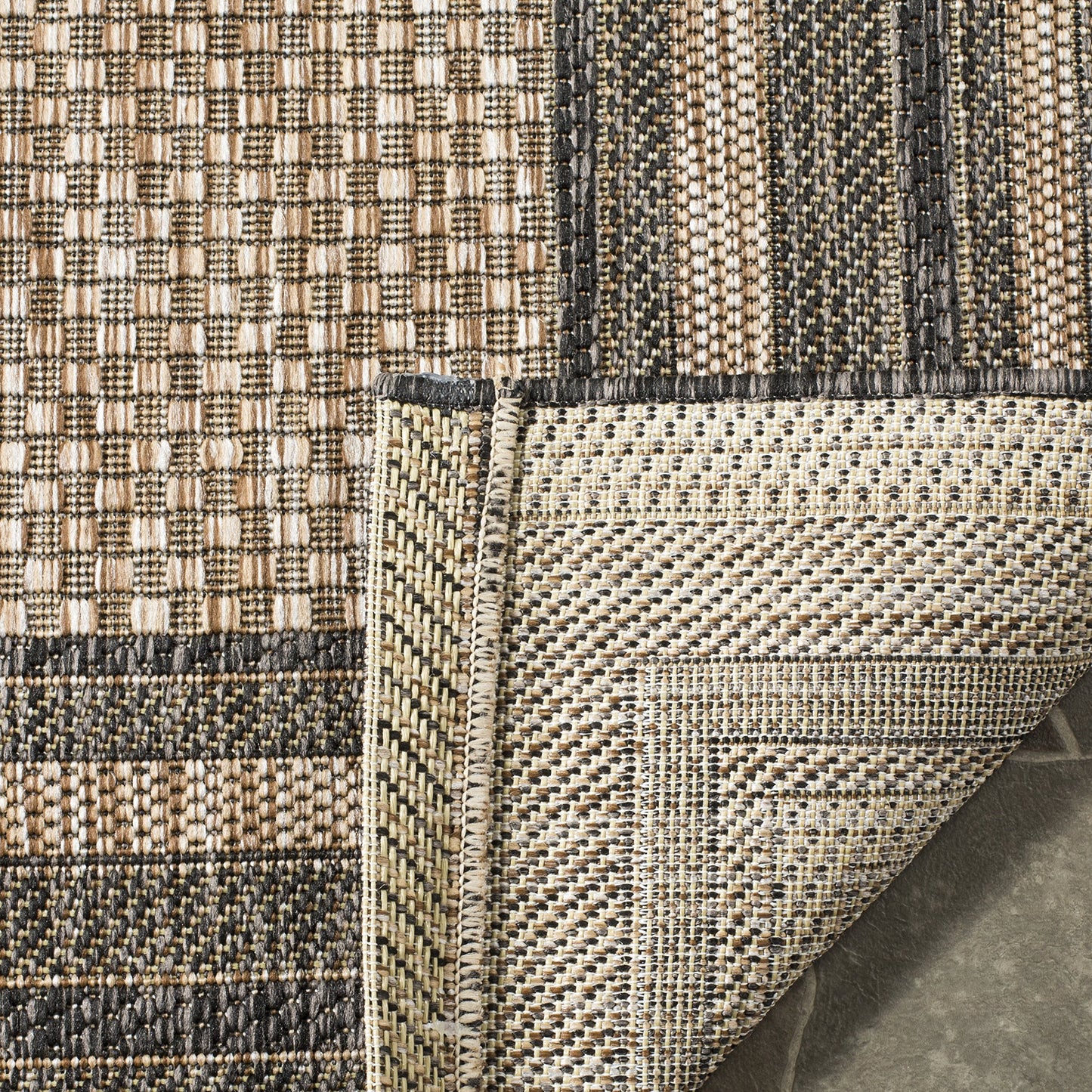 SAFAVIEH Courtyard Collection 2'3" x 8' Natural / Black CY8475 Indoor/ Outdoor-Waterproof Easy-Cleaning Patio Backyard Mudroom Runner-Rug